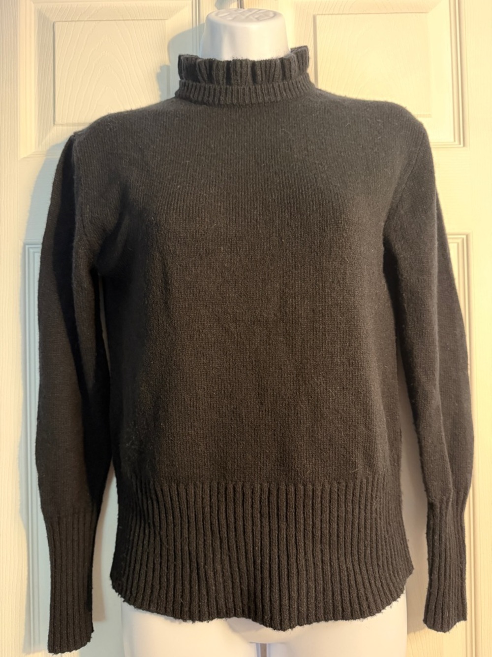 Black J.crew ruffle neck sweater size XS